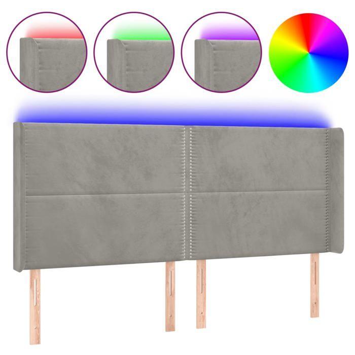 VidaXL Tête de Lit à LED Meuble de Chambre à Coucher Accessoire de Lit Double Tête de Cadre de Lit Intérieur Gris Clair 3123974