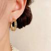 Minimalist Geometric Three-Layer Diamond Lattice Patchwork Earrings for Women - Everyday Versatile Ear Jewelry.