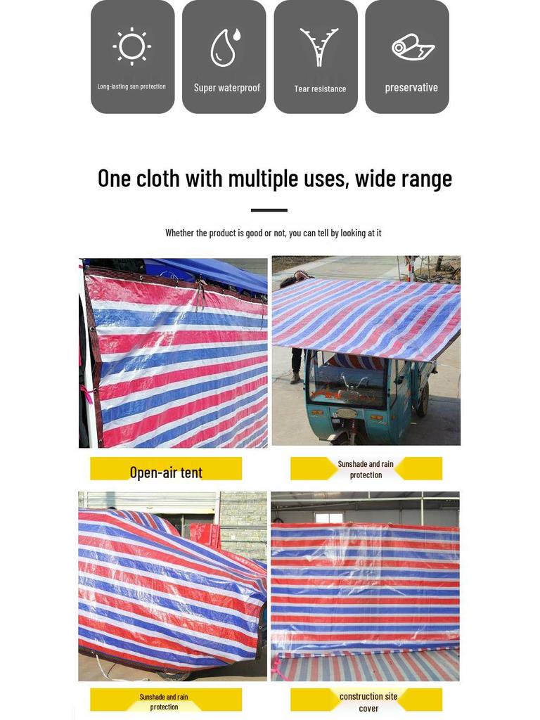 Three-Color Striped Waterproof Thickened Plastic Outdoor Awning and Dustproof Cover