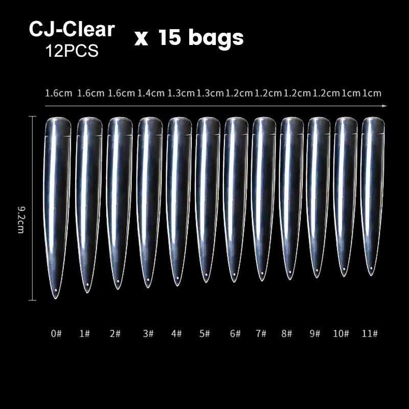 500pcs/bag Coffin False Nail Tips Clear Ballerina Stiletto Rounded Square Acrylic Fake Nails Extension System UV Gel Manicure