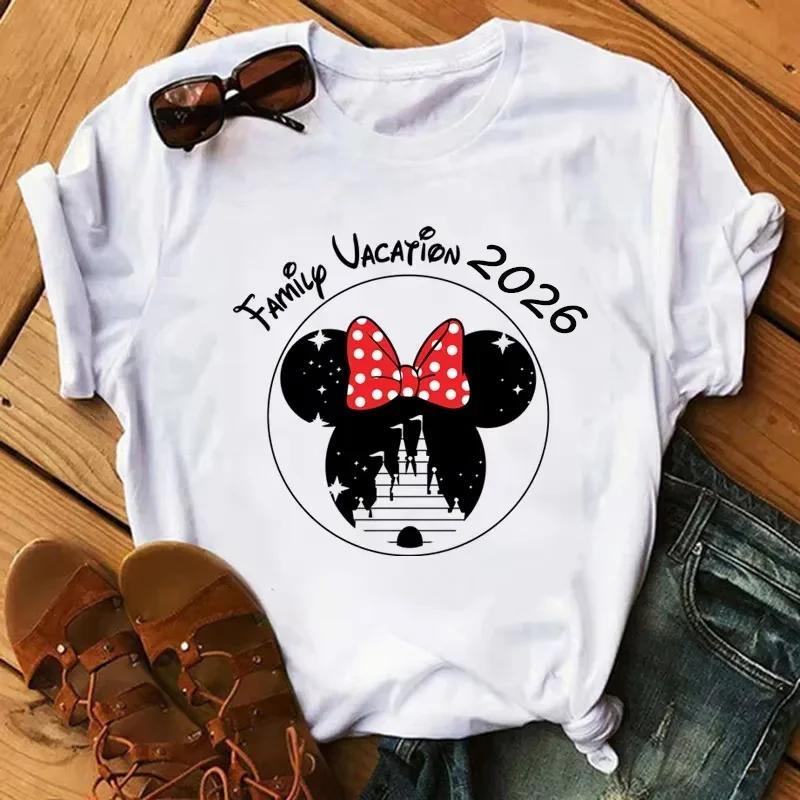 Disney Cartoon 2026 Trip Graphic Printed T-shirt Summer Female Casual Short Sleeve Tops Tees Fashion Clothing Harajuku T Shirt