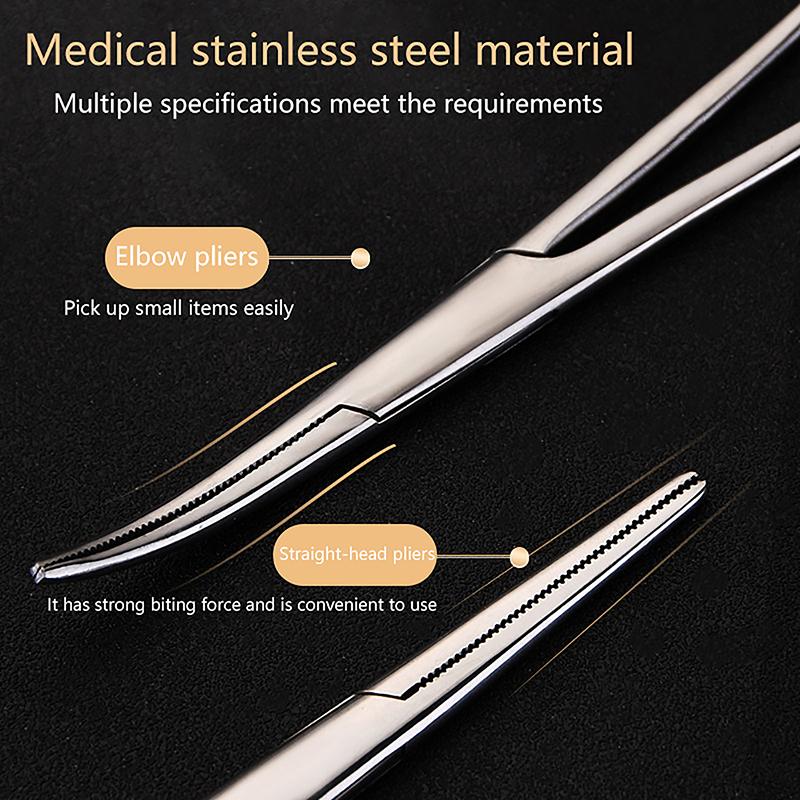 12.5/14/16/18 Cm Bent-Nose/Straight Curved Stainless Steel Locking Elbow Scissors Pliers Hemostatic Forceps Clamp Pliers