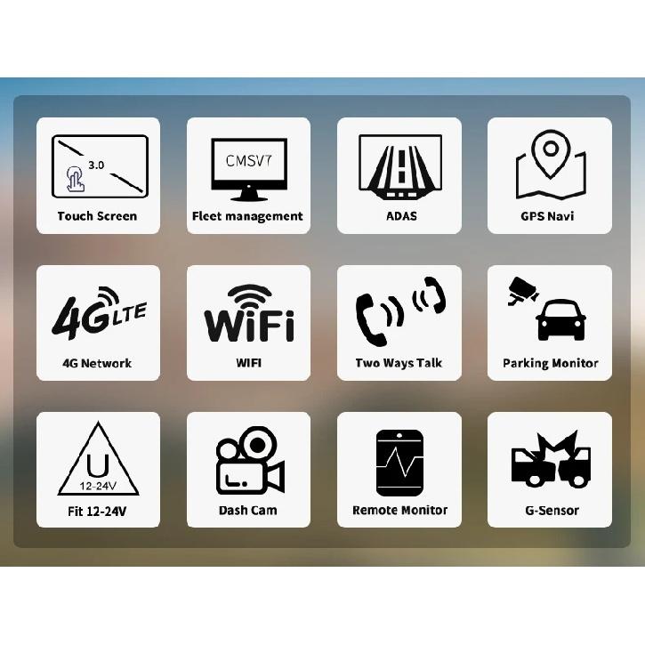 ADAS 4G Android DVR Remote Parking Monitor 3''Touch Dash Cam WIFI GPS Dual lens 2WAY Talk Live Streaming on Car ASSIST APP