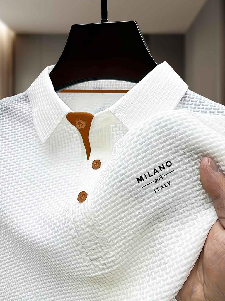 Men's Breathable Summer Refreshing Quick-Dry Lapel Color-Block Polo Shirt Men's Short-Sleeve T-Shirt Men's Clothing Top for Golf