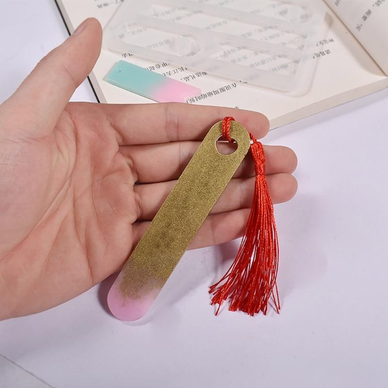 Bookmark Resin Mold,Bookmark Mold Kit with 12pcs Bookmark Tassels Bulk Silicone Bookmark Mold for Epoxy Resin Casting