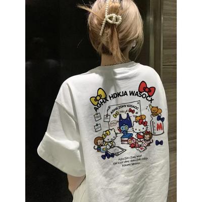 Summer Trend Cute New Hello Kitty Pattern Women T-shirt Cotton Material Fashionable and Trendy Suitable for Daily Wear