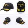 Embroidery Letter Captain Black Sailor Hat Yacht Party Nautical Ship Captain Cap