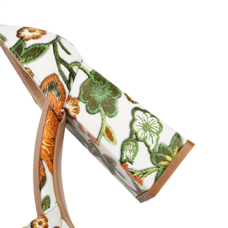 Pantofi de damă cu toc înalt primăvară/vară Nouă platformă impermeabilă Toc gros Pantofi de damă imprimați de dimensiuni mari