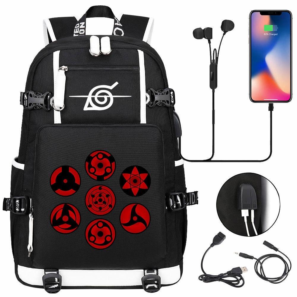 Anime Cloud Print USB Backpack for Teens Students Casual Large Capacity Travel Daypack