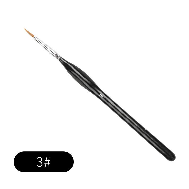 Wolf Hair Fine Line Brush - Black Triangular Birch Handle for Nail Art and Watercolor Detailing