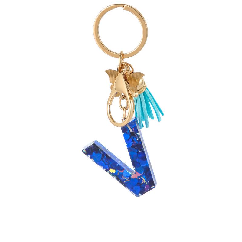 Harts Blått Hjärta Fjäril Bokstav Nyckelring Klassisk Retro Väskhänge Praktisk Hållbar Ryggsäcksaccessoar Söt Gåva Till Flickvän Bästa Vän