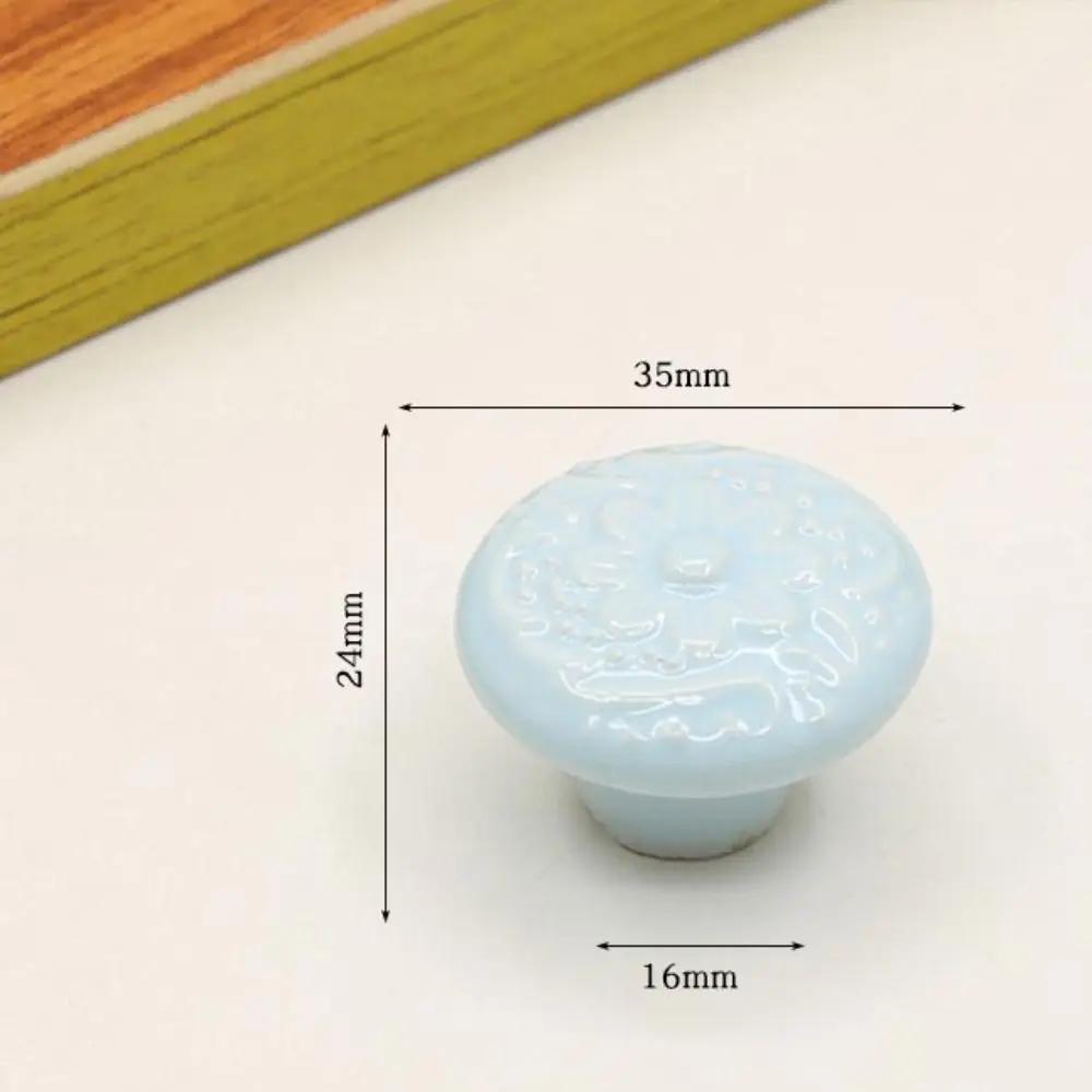 Retro Single Hole Ceramic Cabinet Knob Round European Style Door Pull Handles Vintage Drawer Knobs Kitchen