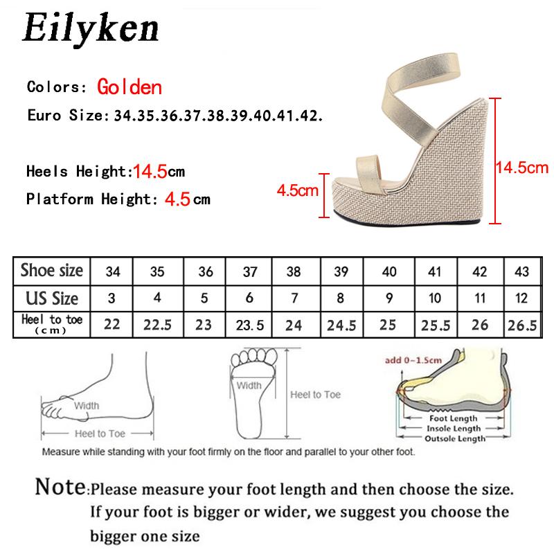 Fashion Eilyken Super High Peep Toe Gladiator Wedges Sandals Women Cover Heel Platform Fashion Summer Shoes Size 35-42