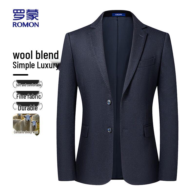 ROMON Men's Wool Blend Business Casual Suit Jacket