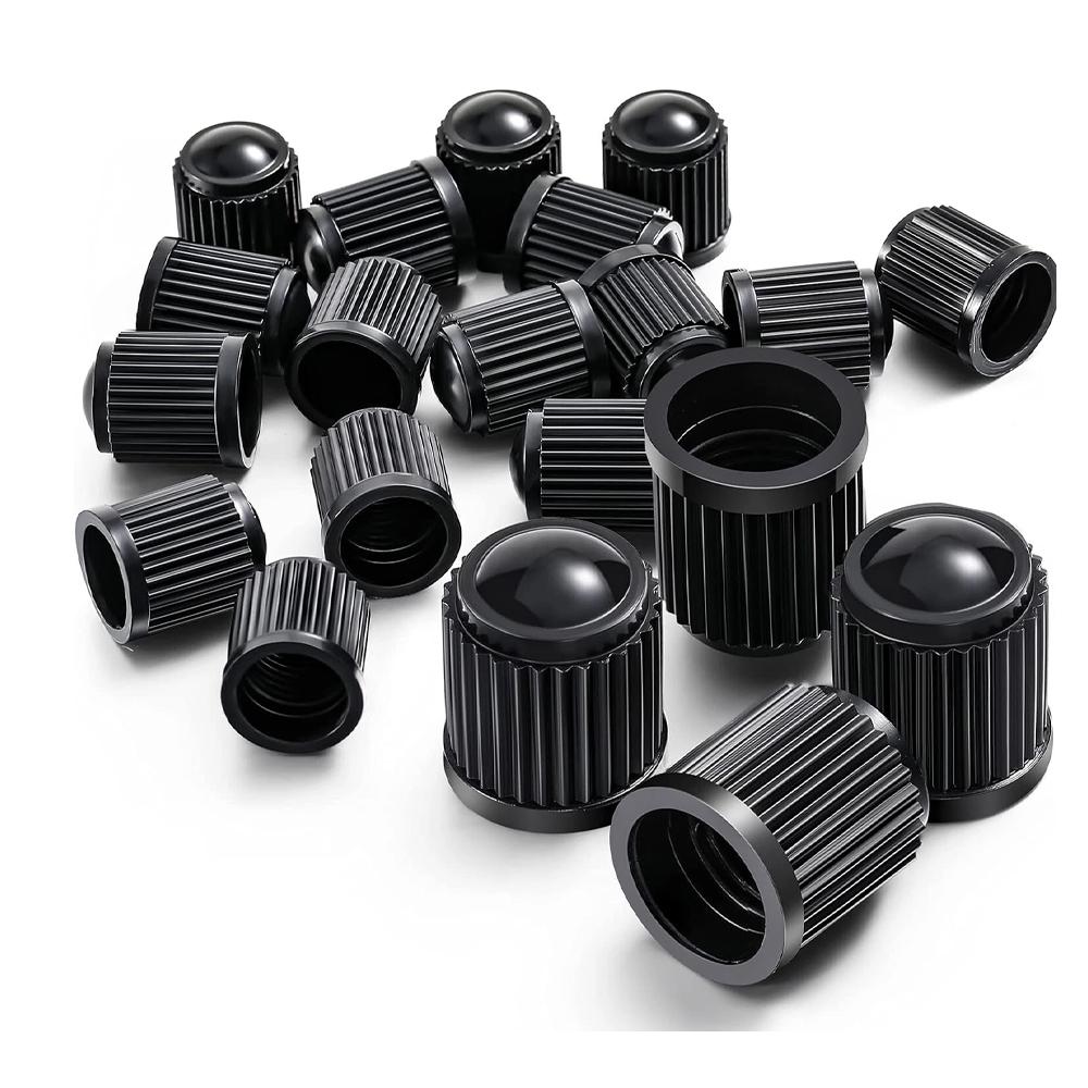 Universal Plastic Tire Valve Stem Caps with Rubber Ring Black Dustproof Air Valve Cover for Car Motorcycle Bike Wheel Tyre Valve Stems 1