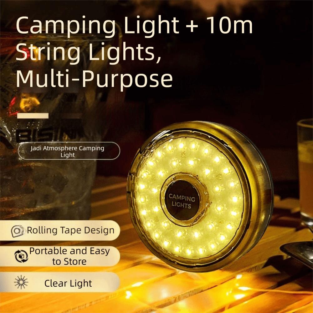 Plastic Texture Camping String Lights USB Rechargeable Retractable Camping Light Yard Garden