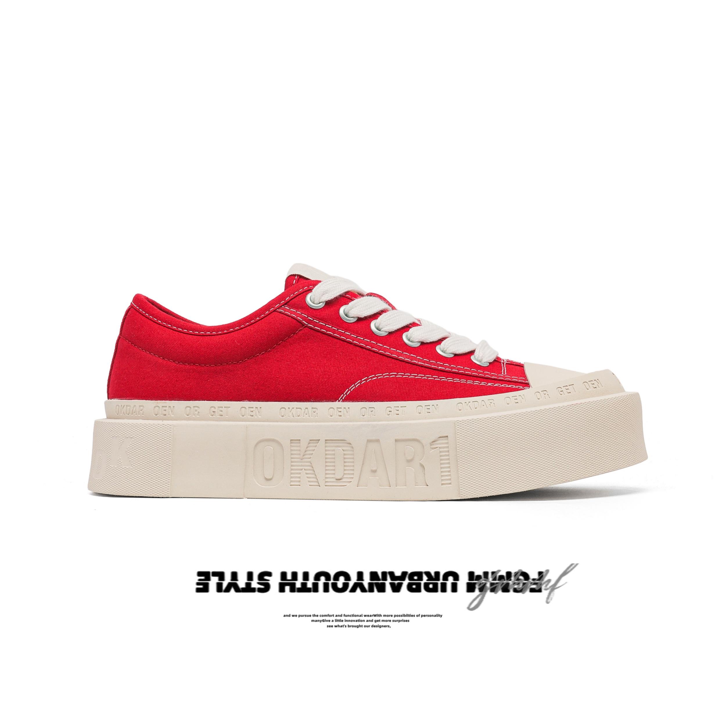 Square head platform canvas shoes niche