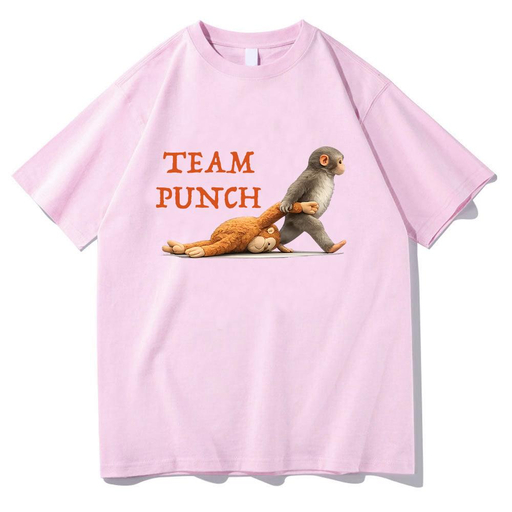 Monkey Punch Graphic T Shirts Baby Monkey Holding Plush Toy Clothing Animal Lover Cotton Tee Cute Cozy Unisex T-shirts Y2K