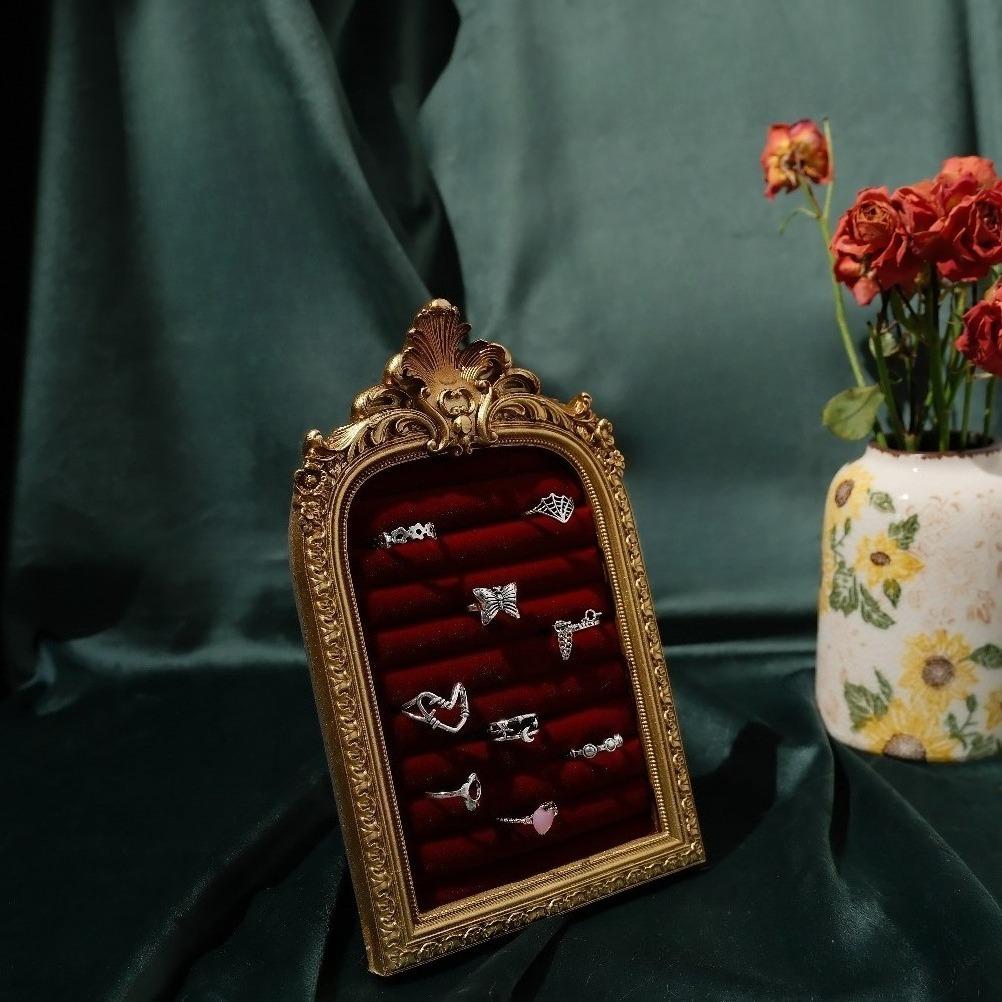 Vintage Jewelry Storage Shelf Velvet Earring Ring Shelves Jewelry Frame Display Shelves Home Decoration Display Cabinet