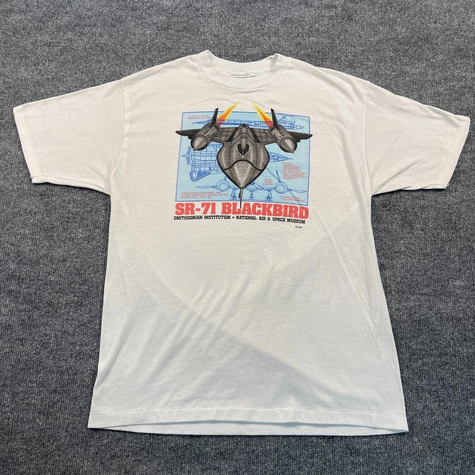 

Vintage 1986 Lockheed SR-71 Blackbird Fighter Jet Shirt Medium 19x28 White 4XL