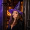 Halloween Role Play Supplies Witch Hat, Bat Spider Web Print Wizard Hat Stiff Wide Brim for Cosplay Costume, Party Supplies, Stage Performance Props