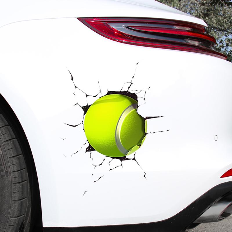 Tennis Basketball Bear Crack 3D Car Stickers Waterproof Decals Truck SUV Bumper Window Decor Cover Scratches Auto Accessories