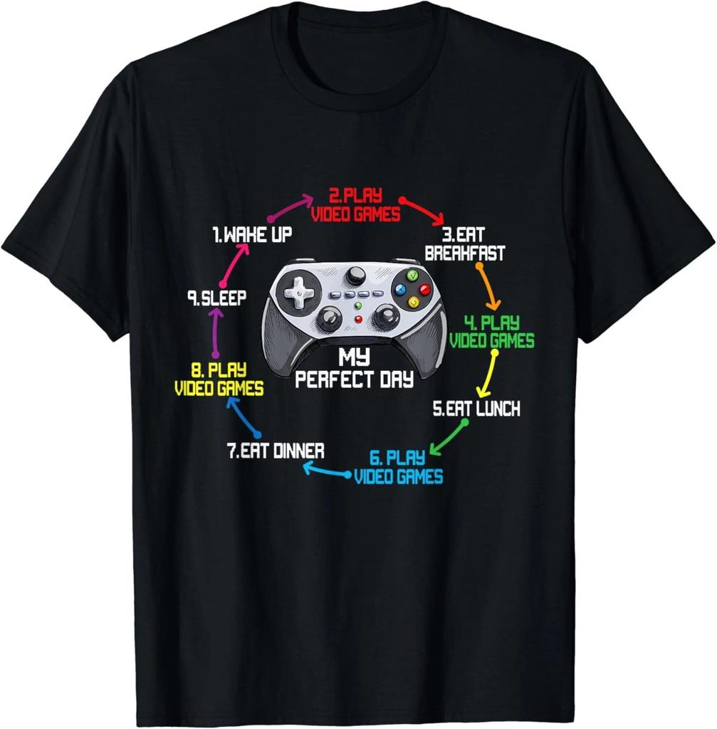 My Perfect Day Video Games Funny Cool Gamer Gift Unisex T-Shirt