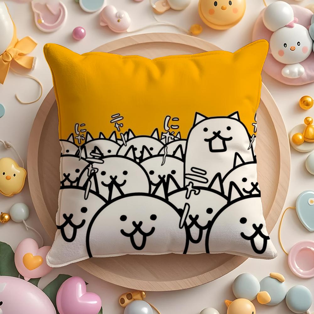 B-Battle Cats Anime Pillow Case Soft Plush Fabric Double-Sided Printed Cushion Cover Warm Winter Sofa Pillow Case