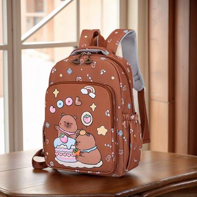 Cute Large Capacity Capybara Backpack 3Pcs Set Cartoon Breathable Student Schoolbag Nylon Ultra-light Book Bag for Kid Teenage
