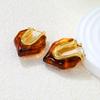 French Maillard Vintage Fashion U-shaped Resin Earrings Light Luxury High-end Stainless Steel Girls' Personalized Jewelry