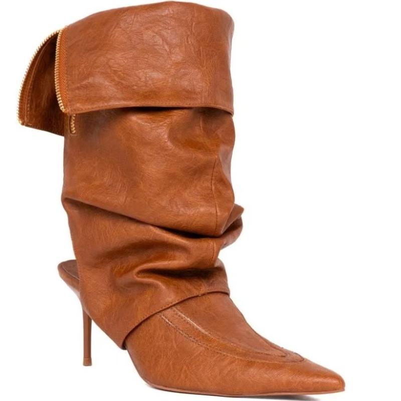 New Women's Luxury Pointed Stile Tto Heels Short Boots Back Air Side Zipper Fashion Party Women's Ankle Boots Western Boots