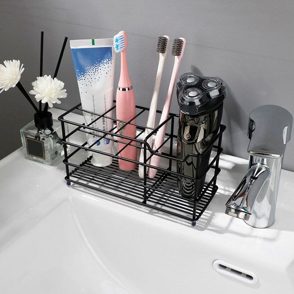 Stainless Steel Toothbrush Holder Black/Silver Toothbrush Toothpaste Shelf  Vanity