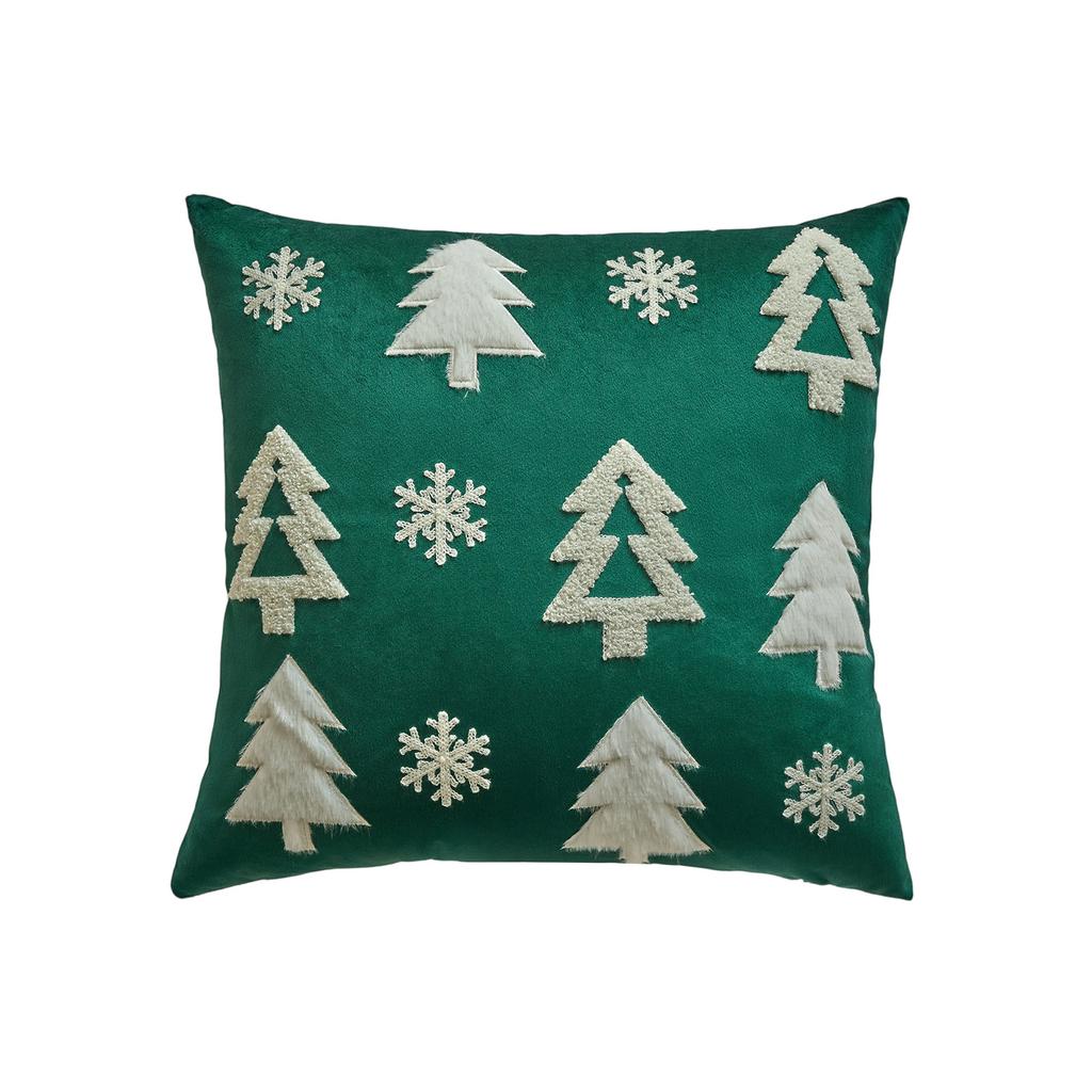 Christmas Green Pillowcase 17.71 X 17.71Inches Christmas Tree With Snowflakes Throw Pillowcase