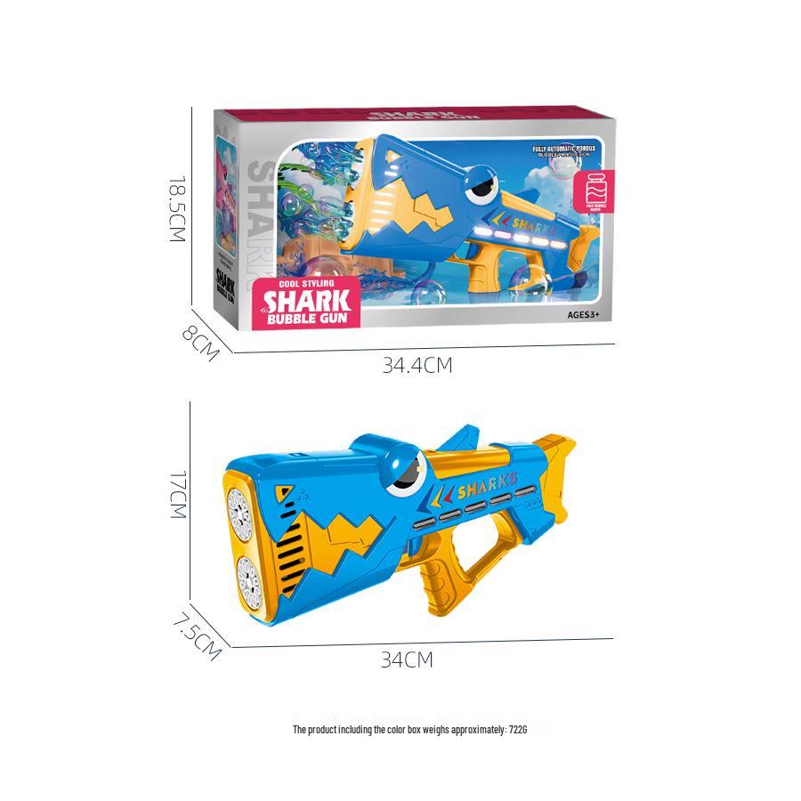 Cartoon Shark Electric Bubble Gun: Handheld, 24-Hole, Automatic Light-Up Bubble Blower for Kids