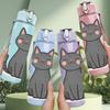 1PC Cute Gray Kitty Cat Drawing 750ml Color Plastic Sports Water Bottle Leakproof Flip Straw Lid Suitable for Sports Office Home Use
