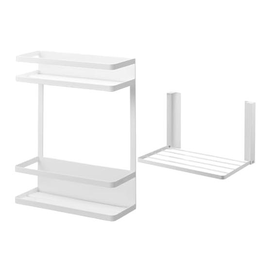 Yamazaki Washing Machine Magnetic Storage Rack 2 Tiers White W28 x D 11.5 x H 40 cm Tower Laundry Rack Large Capacity Refill