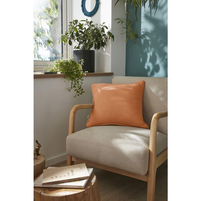 Coussin Déhoussable 45 X 45 Cm GAIA Abricot – Gaze De Coton Avec Passepoil Élégant