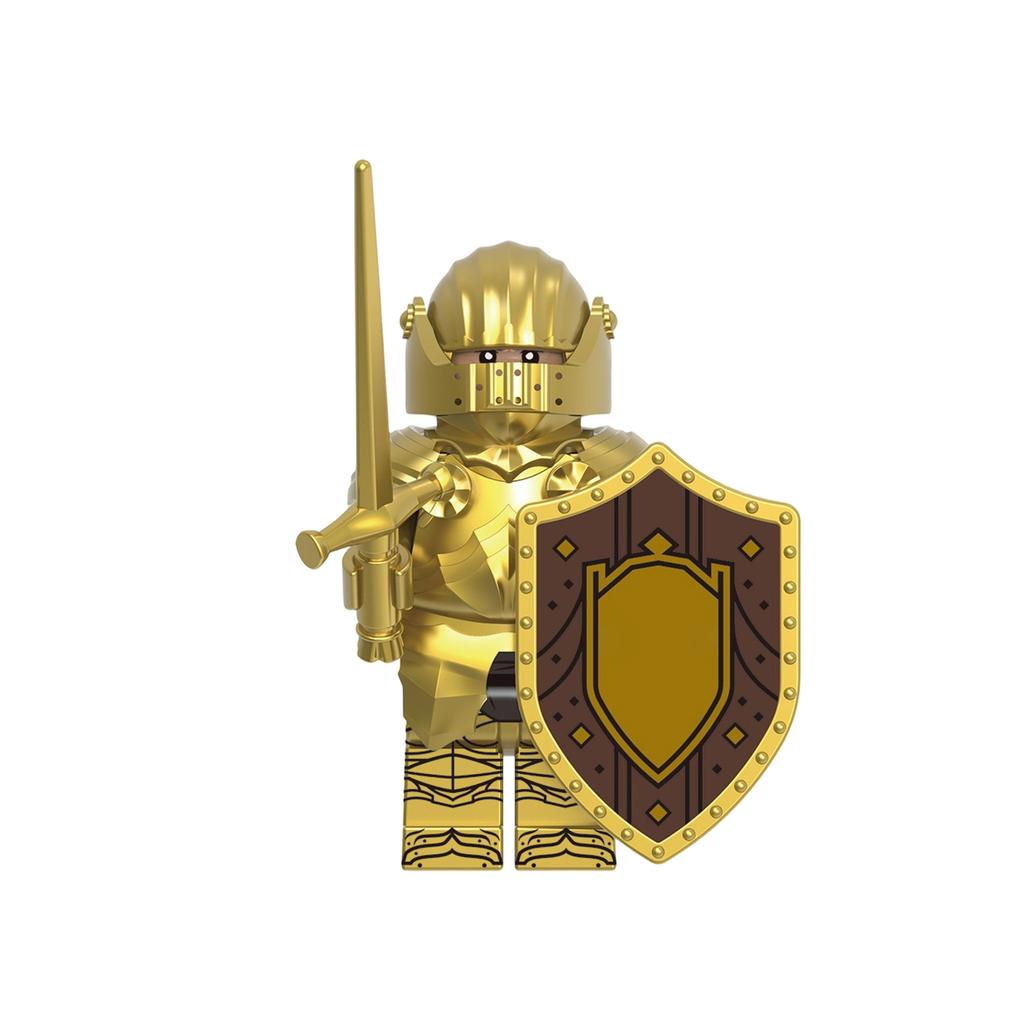Medieval Knight Assembly Building Block Figure with Sword and Shield Compatible Construction Toy for Creative Play and Collection