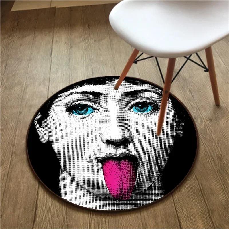 Black and White Girl Avatar 3D Carpet – Circle Rug for Living Room, Area Rug, Outdoor Rug, Room Decoration, Yoga Mat