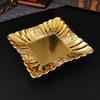 Fruit Serving Plate Metal Storage Tray Vintage Gold Square shape Carved patterns Decorative Plate Dessert Display Holder