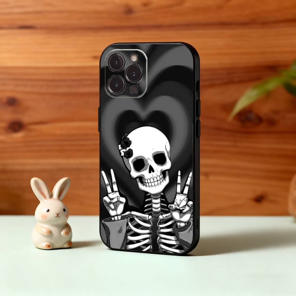 

A-Art S-Скелет S-Череп Чехол для телефона Для iPhone17,16,15,14,13,12Plus,Pro Max,XS,5G Мягкий силиконовый Черный чехол iPhone14ProMax