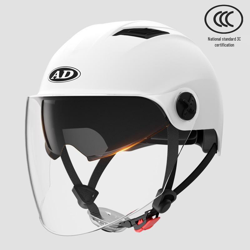 3C Certified Unisex Electric Vehicle Half Helmet with Double Visor, Summer Sun Protection, All-Season Use for Scooters & Motorcycles