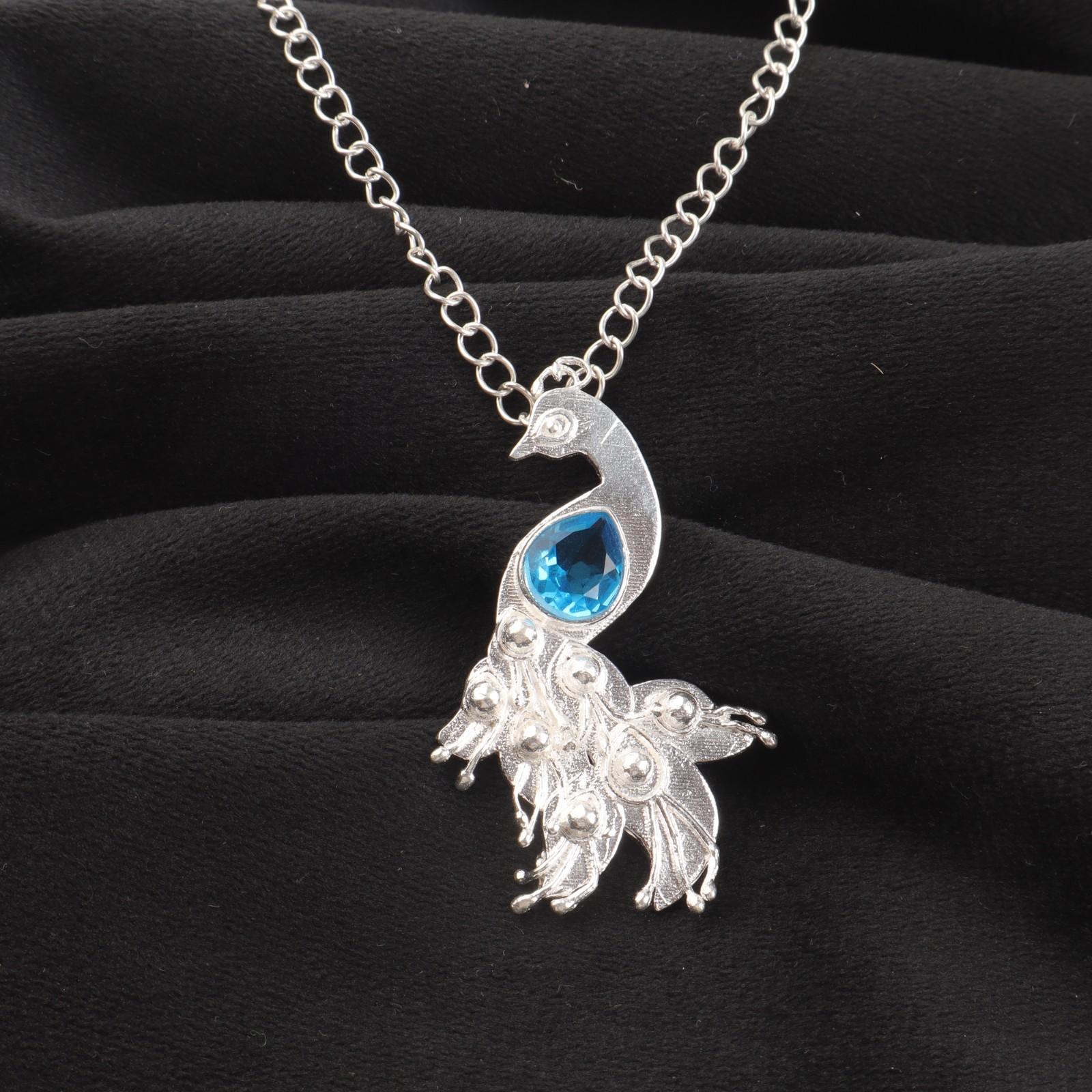 

Swiss Blue Topaz Gemstone 925 Sterling Silver Jewelry Pendant 2 Gift For Women CP-21-2