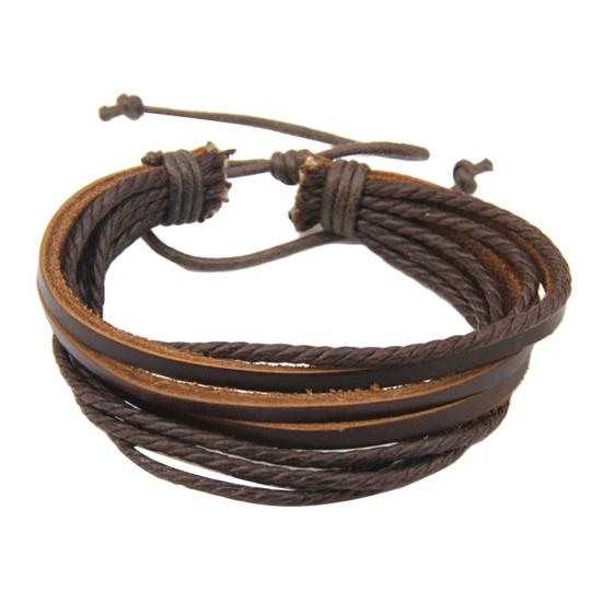 Pulsera de cuerda trenzada de cuero sintético multicapa unisex regalo de muñeca