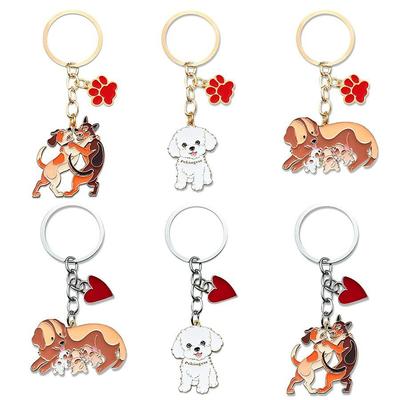 Heart-Shaped Dog Keychain Pendant - Metal Bag & Car Ornament