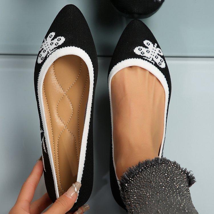 

Дышащие туфли-одиночки с плоской подошвой из летучего тканого материала, женские летние туфли с открытым носком, заостренные, с цветовой блокировкой, всесезонные рабочие туфли 41 чёрный