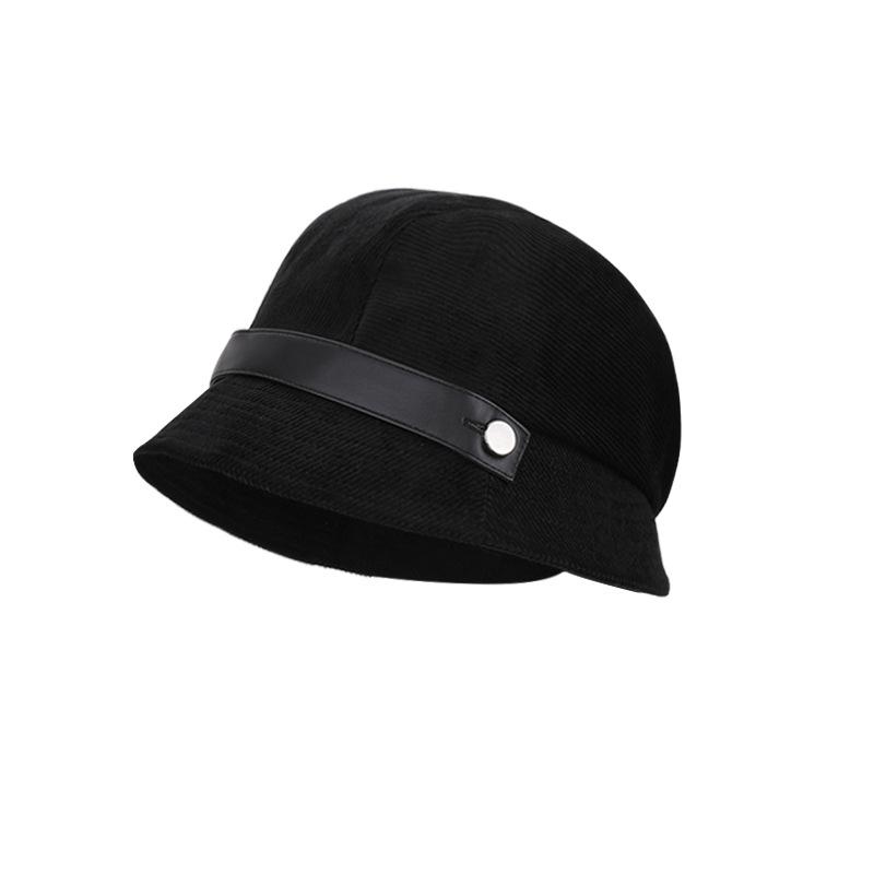 

Women s Corduroy Fisherman Hat Retro Topper Beret чёрный