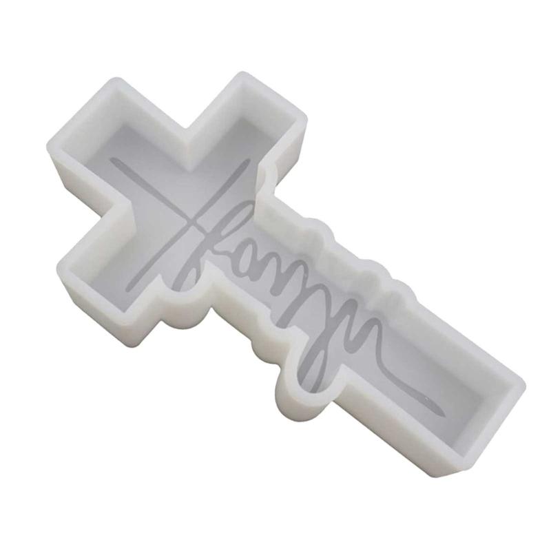 Faith Cross Pendant Car Freshie Silicone Mold Resin Casting Mold for Soap Candy Baking DIY Handmade Candle Decoration
