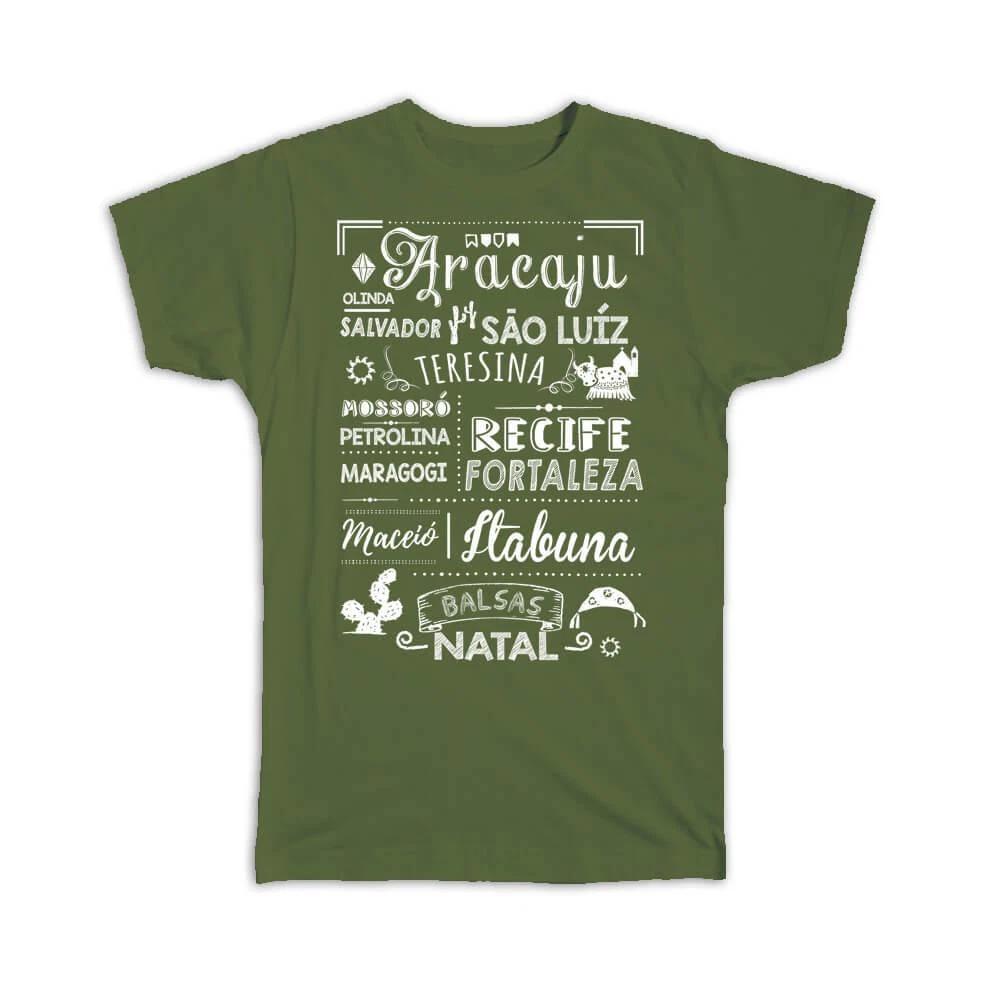 Подарочная футболка : Бразилия Бразильские города Северо-Восточный штат Страна Меловая Арт Постер S