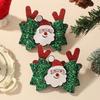 2pcs Glitter Christmas Kids Bows Hairpin for Girls Antlers Printed Fabric Ponytail Clips Christmas Holiday Prom Hair Accessories